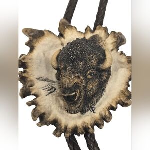 BoloTie Buffalo Elk Antler Signed